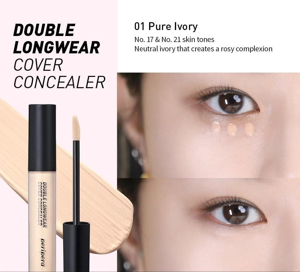 Консилер для лица Peripera Double Longwear Cover Concealer #01 Pure Ivory