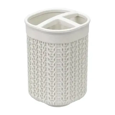 Подставка для зубных щеток ВЯЗАНИЕ белый ротанг