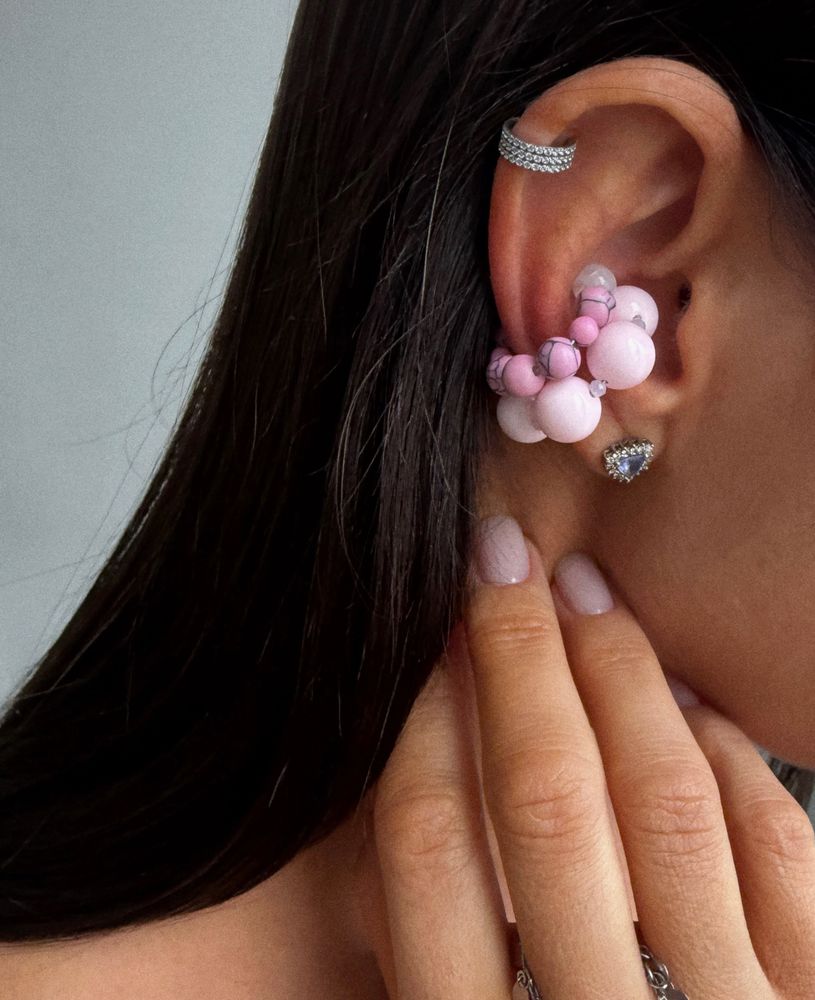 Кафф бирюза розовый