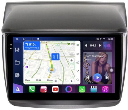 Магнитола для Mitsubishi L200 4, Pajero Sport 2 2006-2016 - FarCar 094M монитор 9.5" QLED на Android 14, TS18, CarPlay, 4G SIM-слот