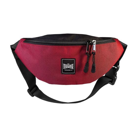 Сумка ТАЙНА поясная BLOCK темнокрасный-черный таслан