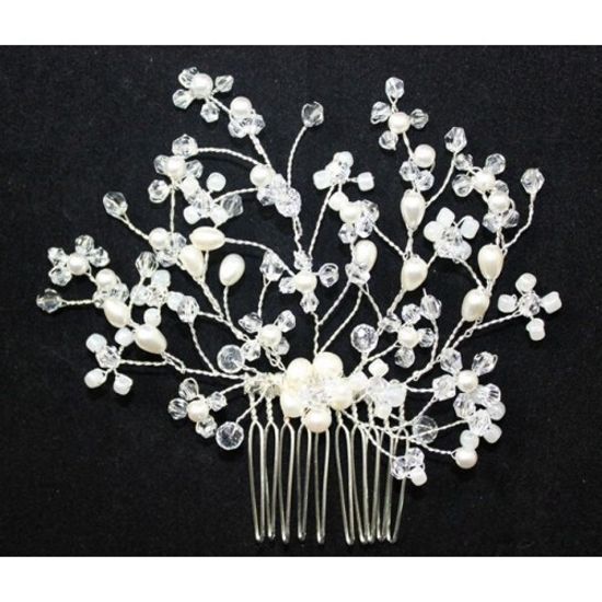 Гребешок горный хрусталь, жемчуг "Летто" (Итальянский дизайн)