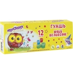 Гуашь Юнландия 12 цветов «ЮНЫЙ ВОЛШЕБНИК» по 20 мл без кисти картонная упаковка (4/12)