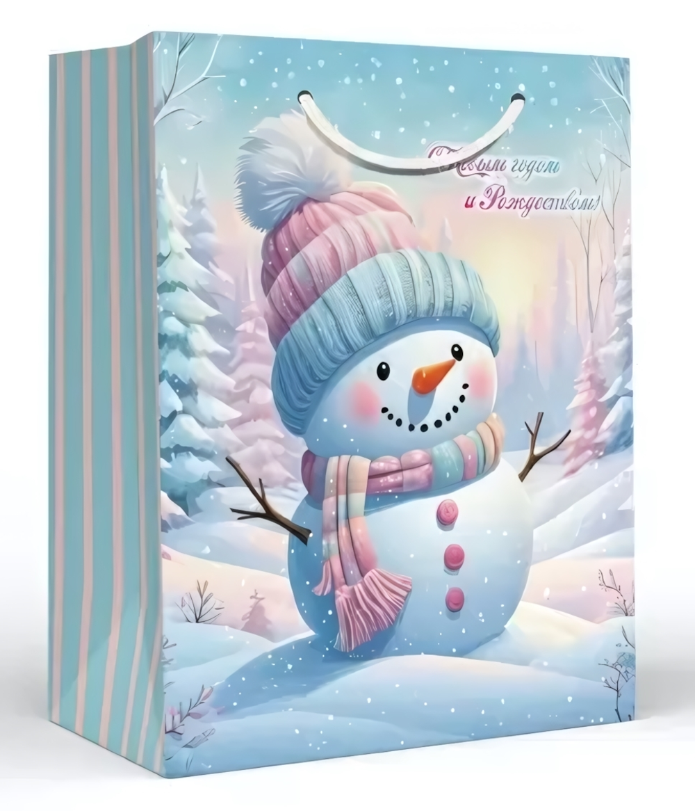 Пакет подарочный ламинированный M "Пудровый снеговик" 151602346 (ТМ Хорошо)