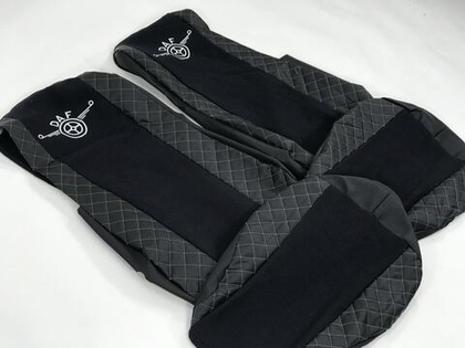 Чехлы модельные стеганные кожа + аликанте вышивка DAF 105/106 от 2012- г. D02 Польша CLASSIC