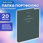 Папка-портфолио универсальная, 4 кольца, 20 файлов, 7БЦ матовая, BRAUBERG "Classic", 117554