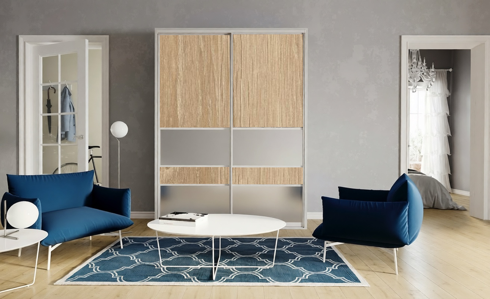 Дверь-купе ARISTO С, ЛДСП EGGER, профиль сатин молочный