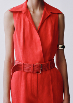 Рубашечный комбинезон изо льна с поясом