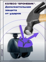 Колесо мебельное БРОНЕВИК поворотное D50мм с площадкой, 4 шт