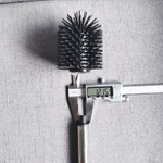 Ершик для унитаза, с ручкой из нержавеющей стали, черный, высота 35 см.