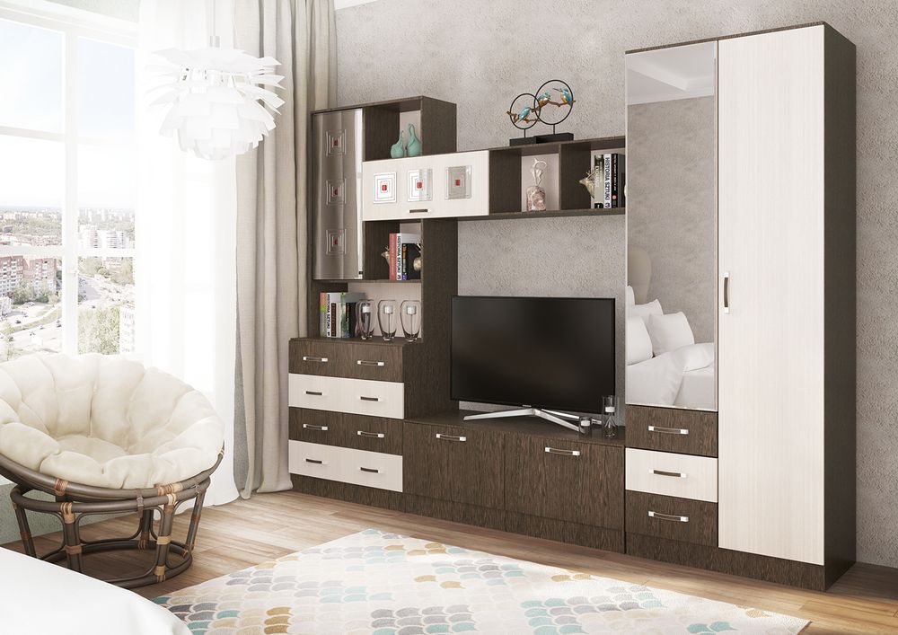 Гостиная "Ронда" № 1 (венге\дуб молочный)