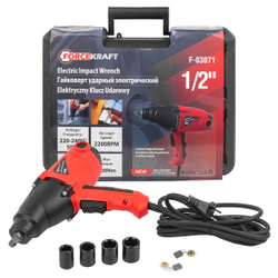 Гайковерт ударный электрический 1/2''(220-240V, 1010W, 500Нм) с комплектом головок (17, 19, 21, 22мм) FORCEKRAFT FK-F-03071