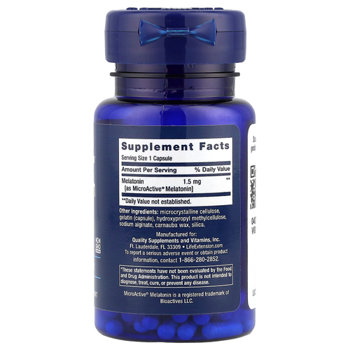 Life Extension, мелатонин IR/XR, 60 капсул (1,5 мг в 1 капсуле)