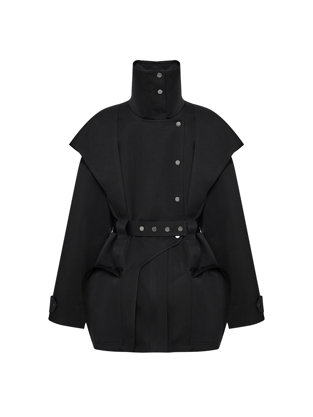 Тренч на молнии из смесового хлопка черный