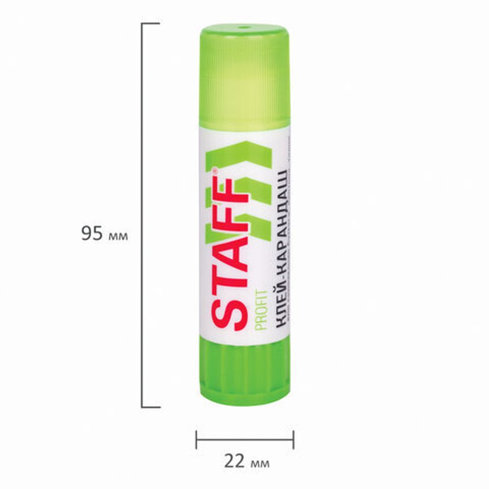 Клей-карандаш УСИЛЕННЫЙ STAFF Profit, 15 г, PVP-основа, 228661