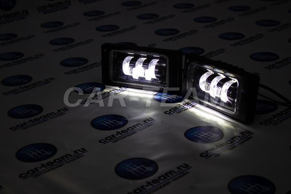 Противотуманные фары (ПТФ) "Fog Lamp" линзованные 5 диодов LED 50W ВАЗ 2113-14-15, 2110-12, один режим (ZF-5281-2ED)