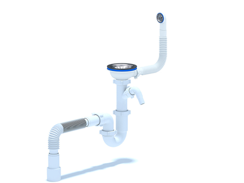 D1042 SP VIG Сифон 3 1/2*40 прямоточ.с отв.д/ст.маш кругл пер.40*40/50, с гбкой трубкой