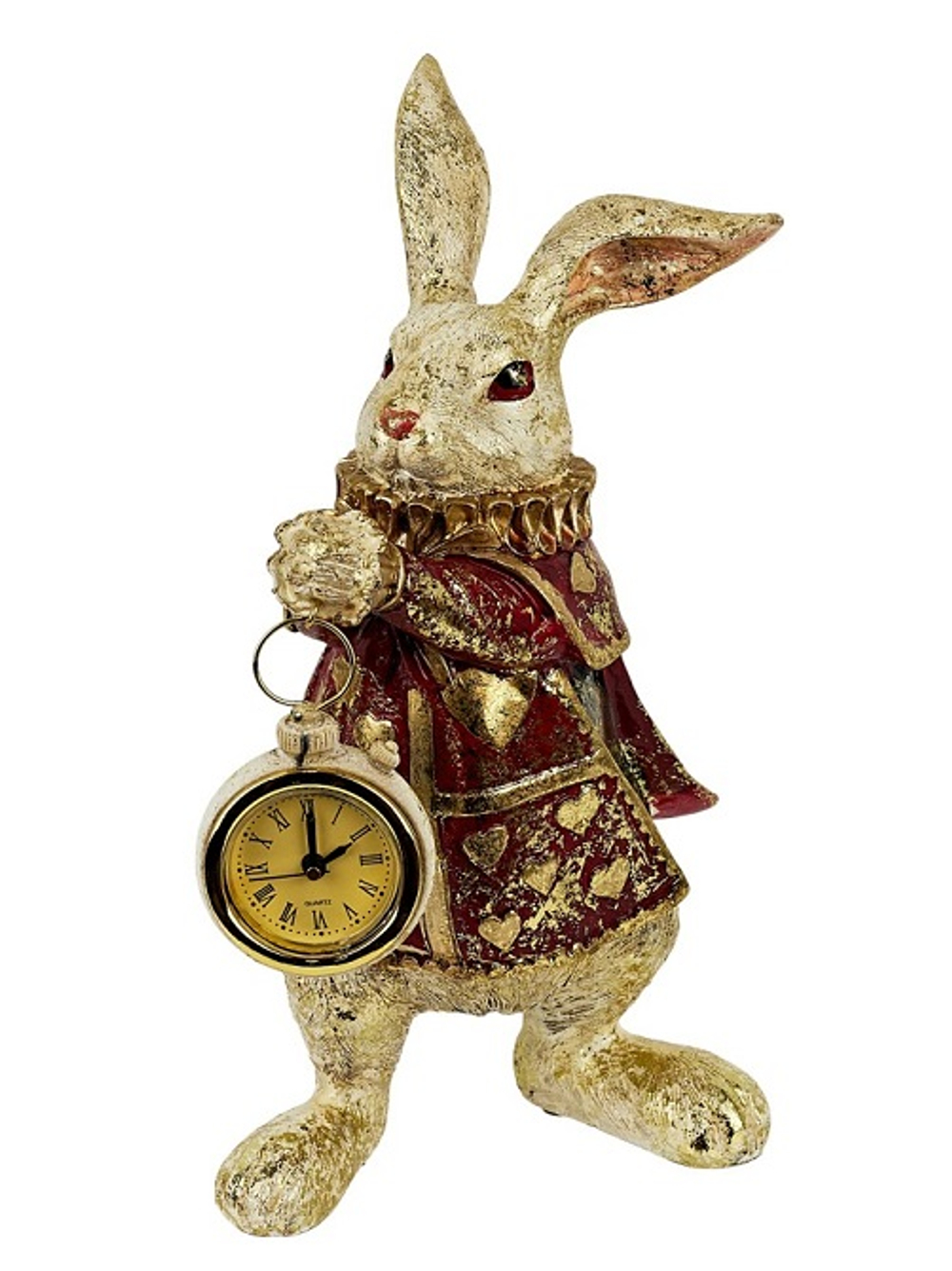 Кролик с часами в красном 13*14*30см полирезин