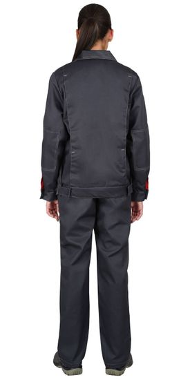 Костюм женский "Сириус-Фаворит" брюки (т.серый/с.серый/красный)