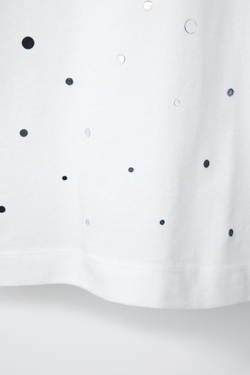 ZARA ФУТБОЛКА С АППЛИКАЦИЯМИ, БЕЛЫЙ