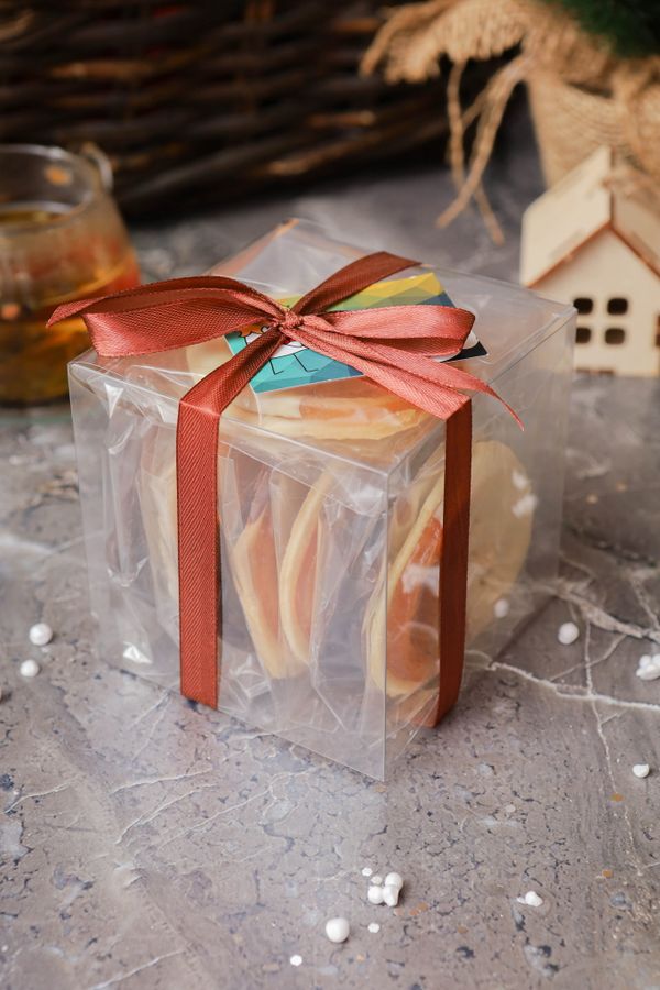 Пластиковый куб 10*10см, 9 апельсинов в шоколадной глазури