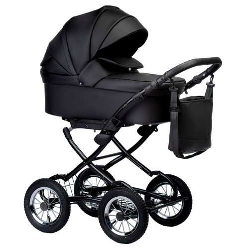 Детская коляска Indigo Barbara Eco Classic 2 в 1 Be03 черная кожа