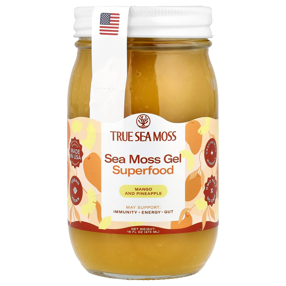 True Sea Moss, гель с морским мхом, суперфуд, манго и ананас, 473 мл (16 жидк. унций)