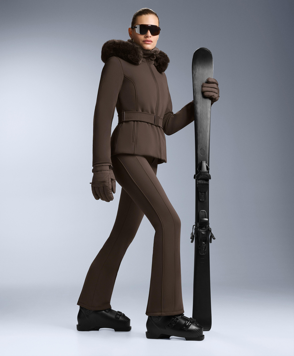 OYSHO Водонепроницаемые эластичные брюки-клеш SKI, темно-коричневый