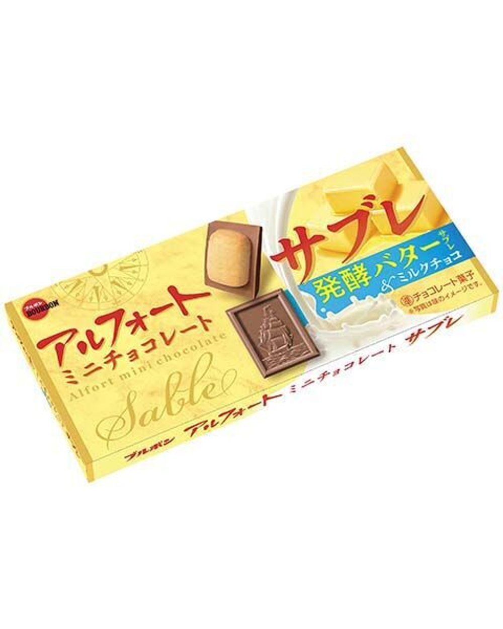 Шоколад Bourbon Alfort mini Sable Альфорт мини вкус сливочного масла и молочного шоколада, 50 г