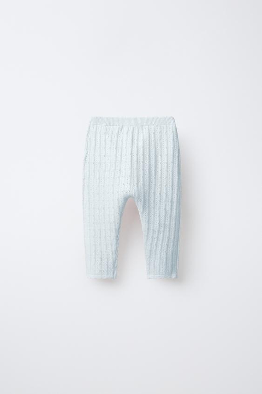 ZARA РИФЛЕНЫЕ БРЮКИ С АЖУРНЫМИ ВСТАВКАМИ, ГОЛУБОЙ