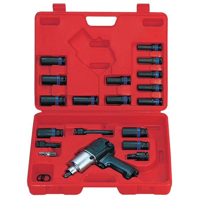 KING TONY (44118MP08) Гайковерт пневматический ударный 1/2", 678 Нм, с комплектом головок, 23 предмета