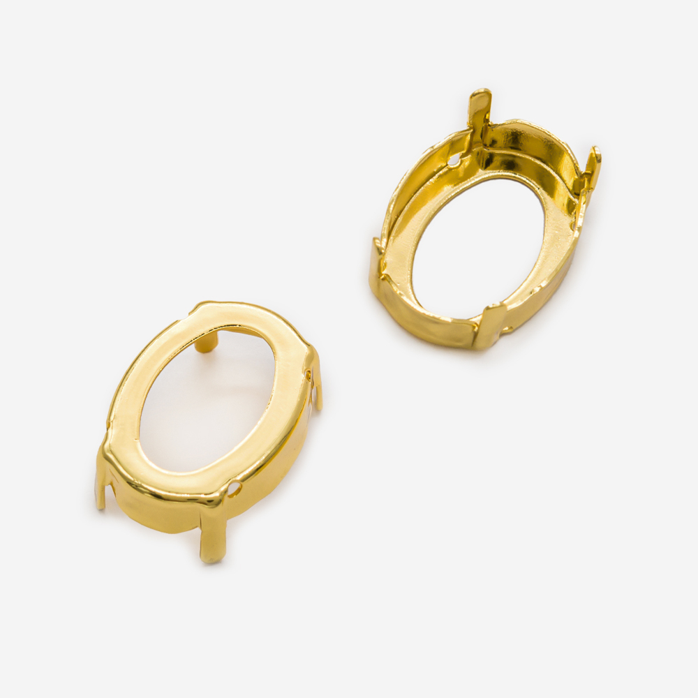 оцо14-з Оправа с цапами для кристаллов овал 14*10, позолота