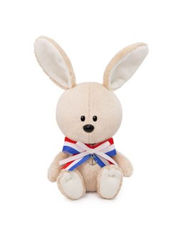 Мягкая игрушка Заяц Антоша в морском банте с якорем 15см