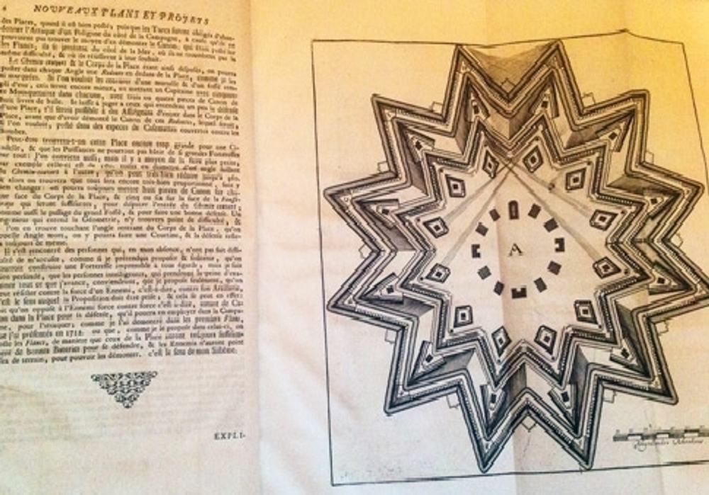 "Nouveaux plans et projets, pour fortifier, defendre,et attaquer les places".  Par feu monsieur De Landsbergen.  1758 г.