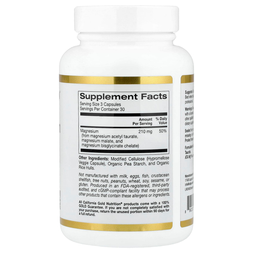 California Gold Nutrition, тройной комплекс магния, 70 мг, 90 растительных капсул