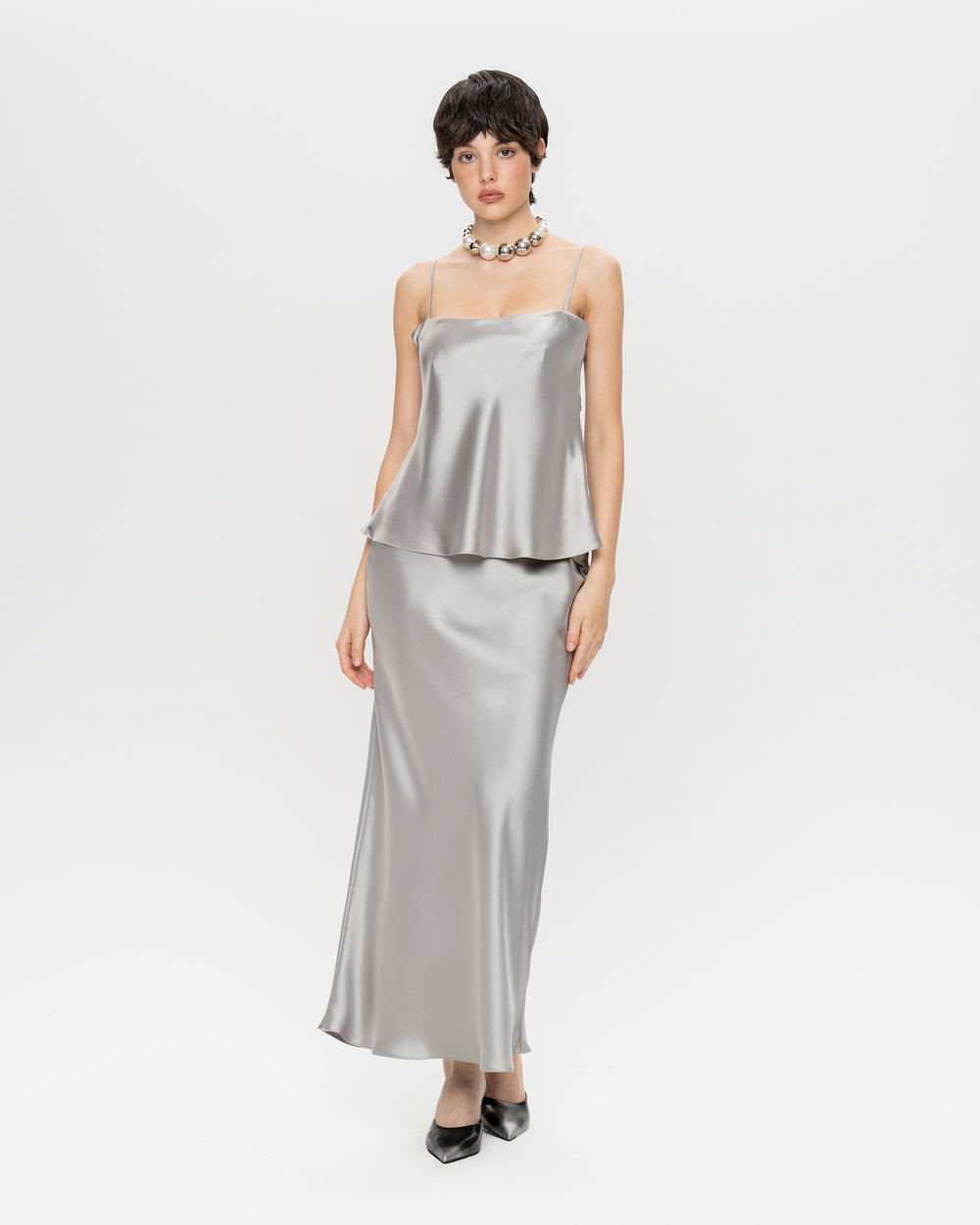 Топ из жемчужного сатина