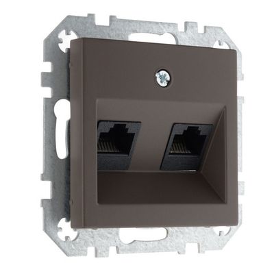Розетка компьютерная RJ45 двойная LIREGUS RETRO IKL-002-01.R/ON31 коричневая матовая