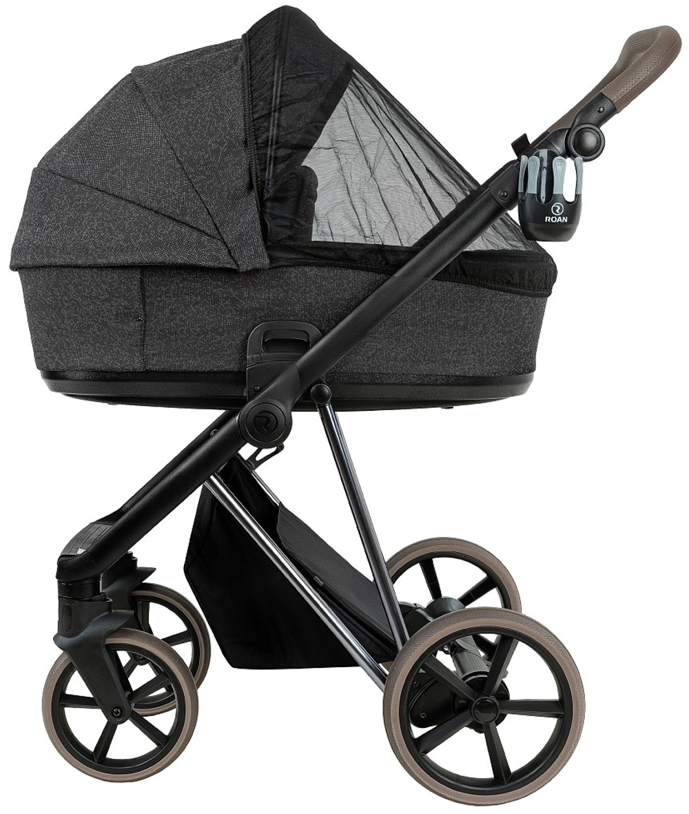 Детская коляска Roan Sol Vintage Luxury 2.0 3 в 1 с автокреслом Pituso Baesa Pro Black PIX/55/D Pixel/Dark/Nickel/руч.Cappuccino