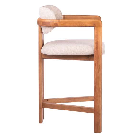 Полубарный стул Oberon 71 см, бежевая рогожка, ножки орех