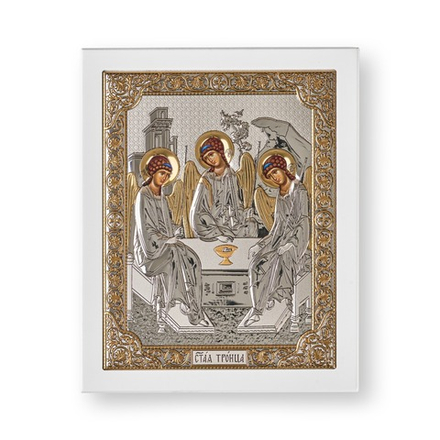 Св. Троица, икона прямоугольная с рамкой, белое дерево 150х190