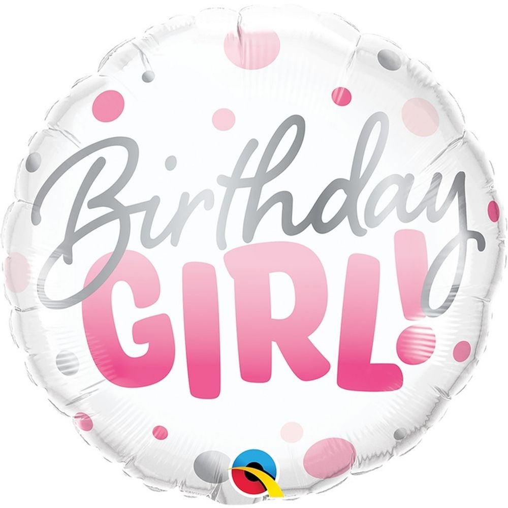 Шар Круглый Birthday Girl круги розовые