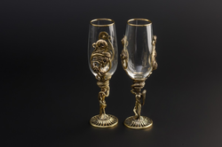 Набор бокалов для шампанского "Флора" 2 шт. в подарочном футляре