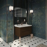 Тумба с раковиной Kerasan Waldorf 925546 100 темный орех с 1 отверстием/заглушка бронза