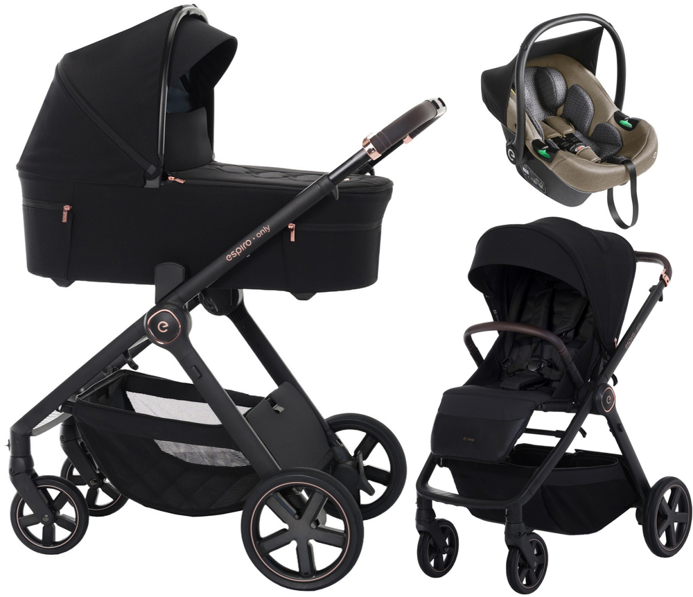 Детская коляска 3 в 1 Espiro Only 2026 и автокресло Pi Beige 510 stylish black