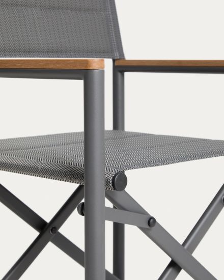Складной уличный стул Tisno из графитового алюминия и серого текстиля