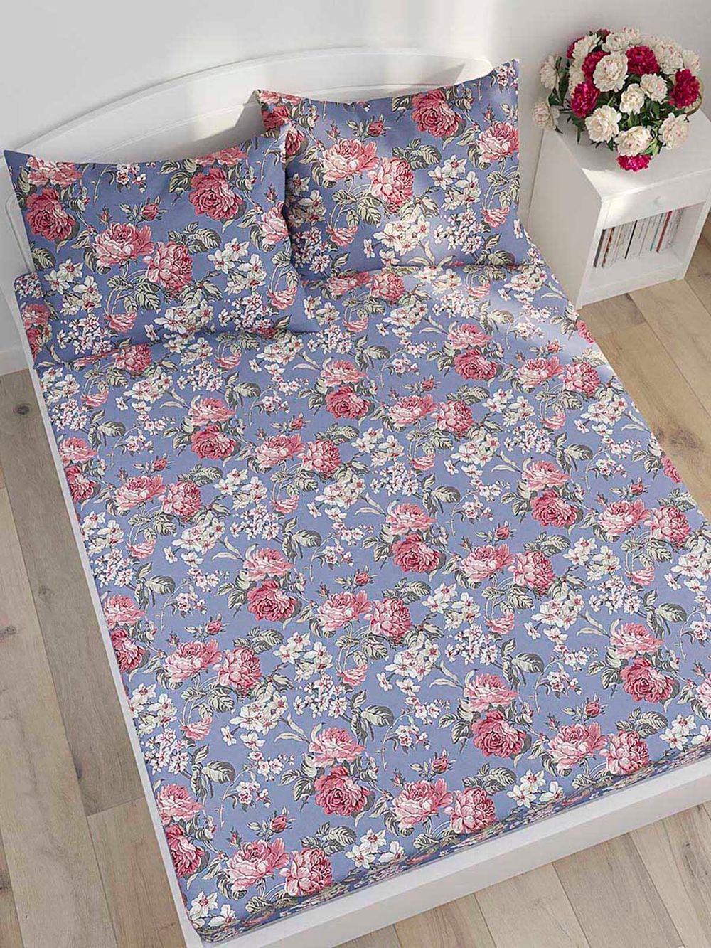 Постельное белье Сказка "Прохоровская роза" 2-спальный   наволочки 50х70 2шт Простынь на резинке 160х200 см  Пододеяльник 175х215 см