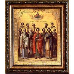 Собор двенадцати святых целителей. Икона на холсте.