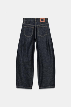 ZARA ДЖИНСЫ ZW COLLECTION ANKLE BALLOON СО СРЕДНЕЙ ПОСАДКОЙ, СИНИЙ