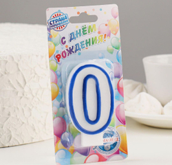 Свеча для торта «Цифра 0», 7 см, МИКС
