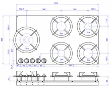 Встраиваемая газовая система Pitt. Модуль Enep Original (5 конфорок)